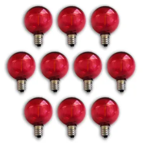 10-PACK Red LED Filament G40 Globe Shatterproof Energy Saving Color Light Bulb, Dimmable, 1W,  E12 Candelabra Base