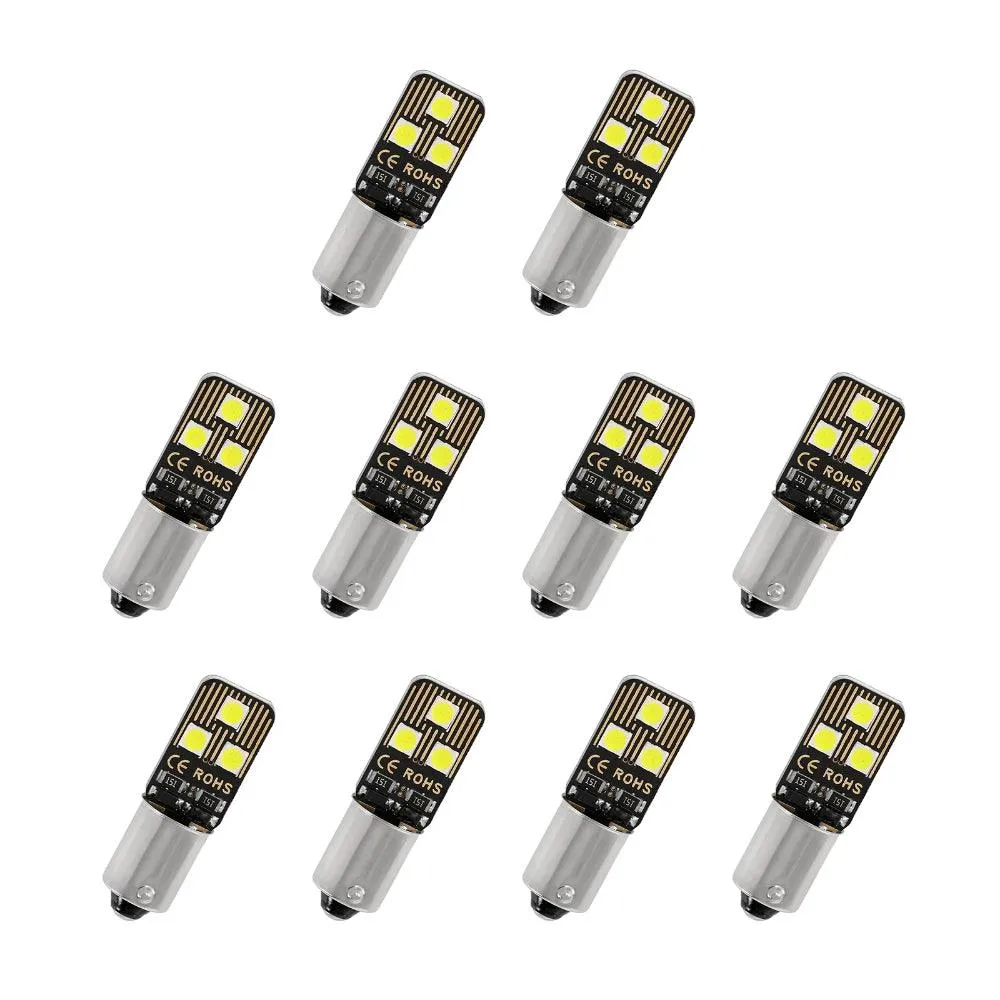 10PCS White Light BA9S BA9 1895 1891 53 57 LED Bulbs for Car Interior Dome Map License Plate Glove Box Light etc