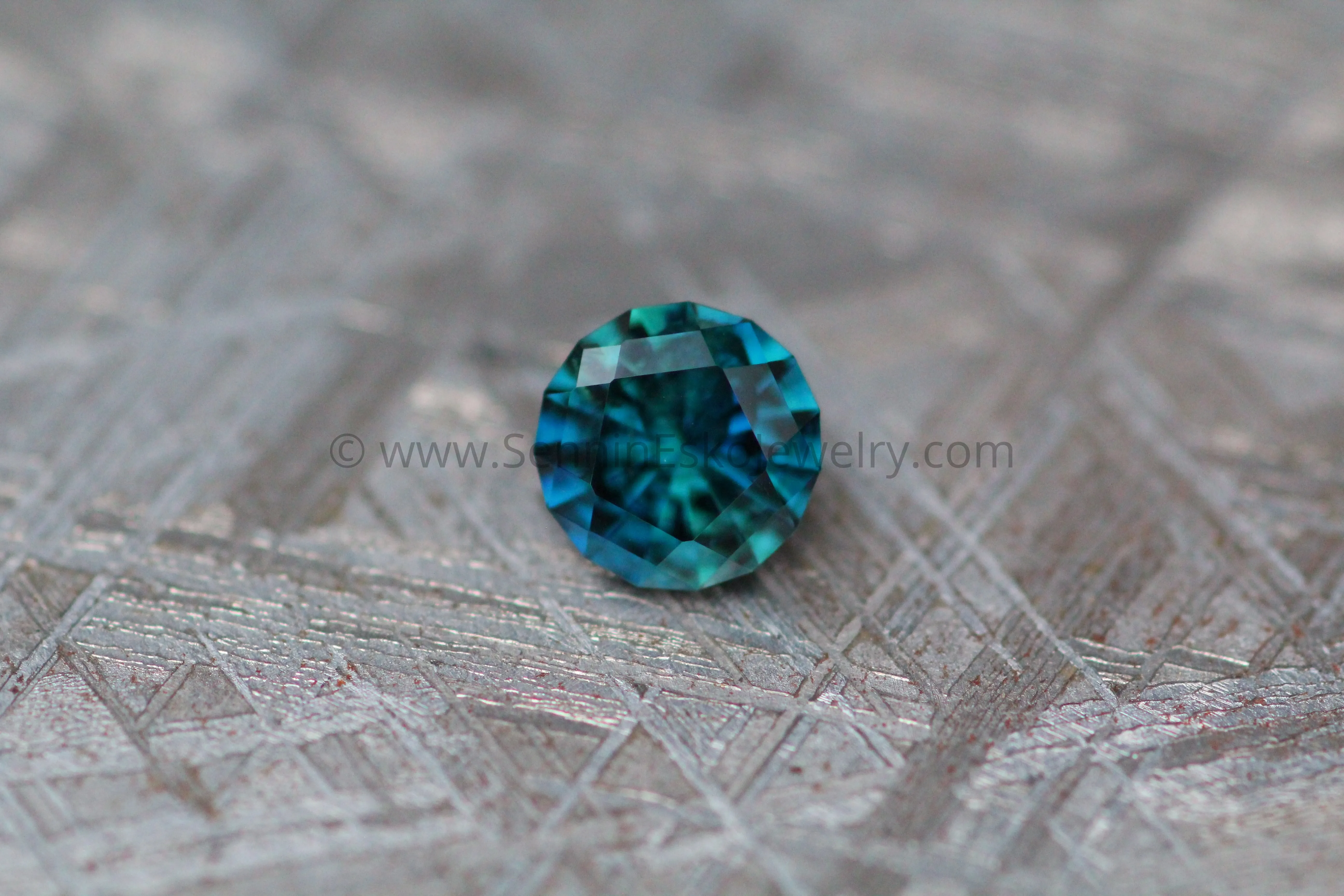 1.1 Carat Inky Deep Blue Green Sapphire Round - 5.8mm - Precision Cut