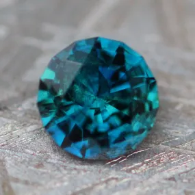 1.1 Carat Inky Deep Blue Green Sapphire Round - 5.8mm - Precision Cut