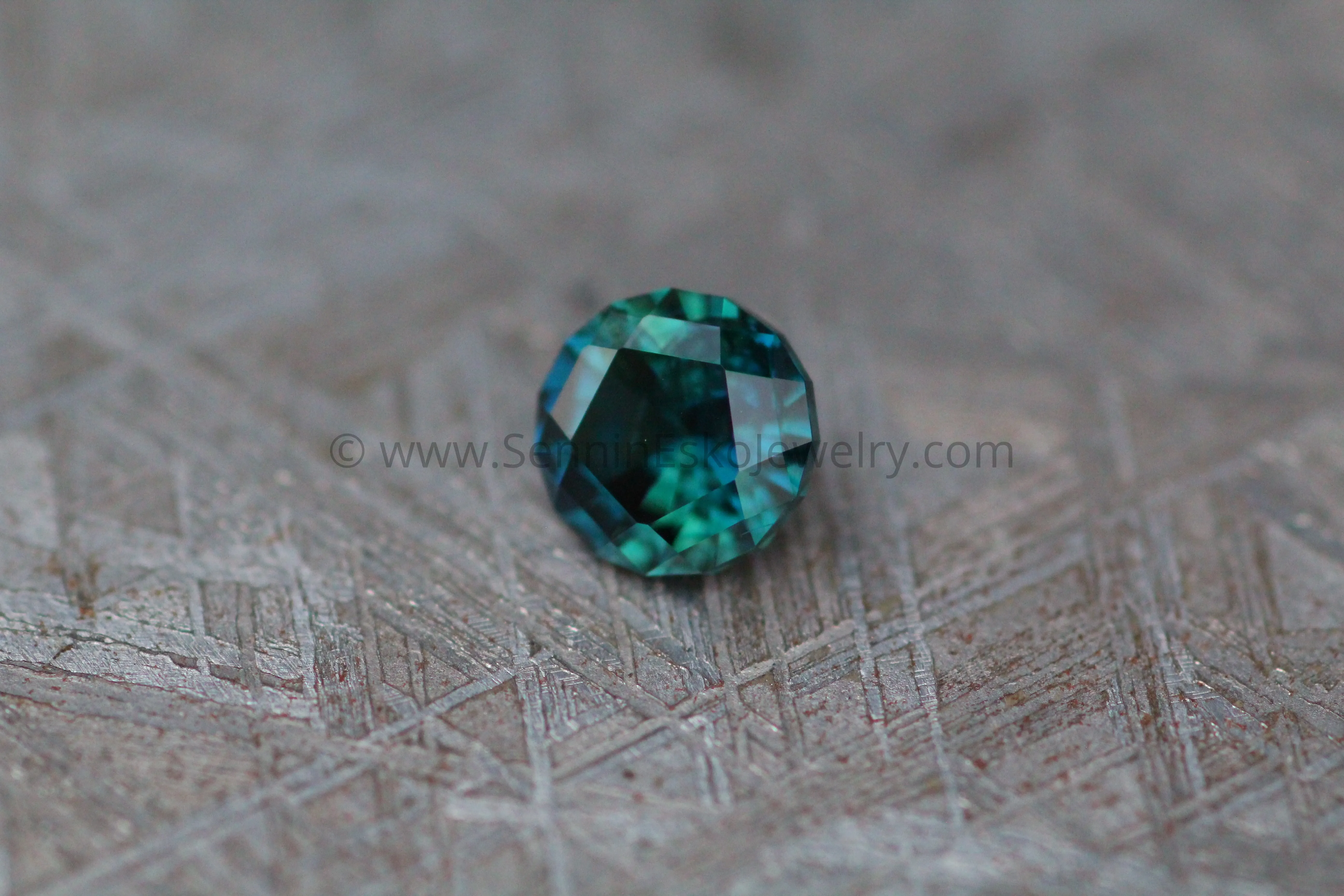 1.1 Carat Inky Deep Blue Green Sapphire Round - 5.8mm - Precision Cut