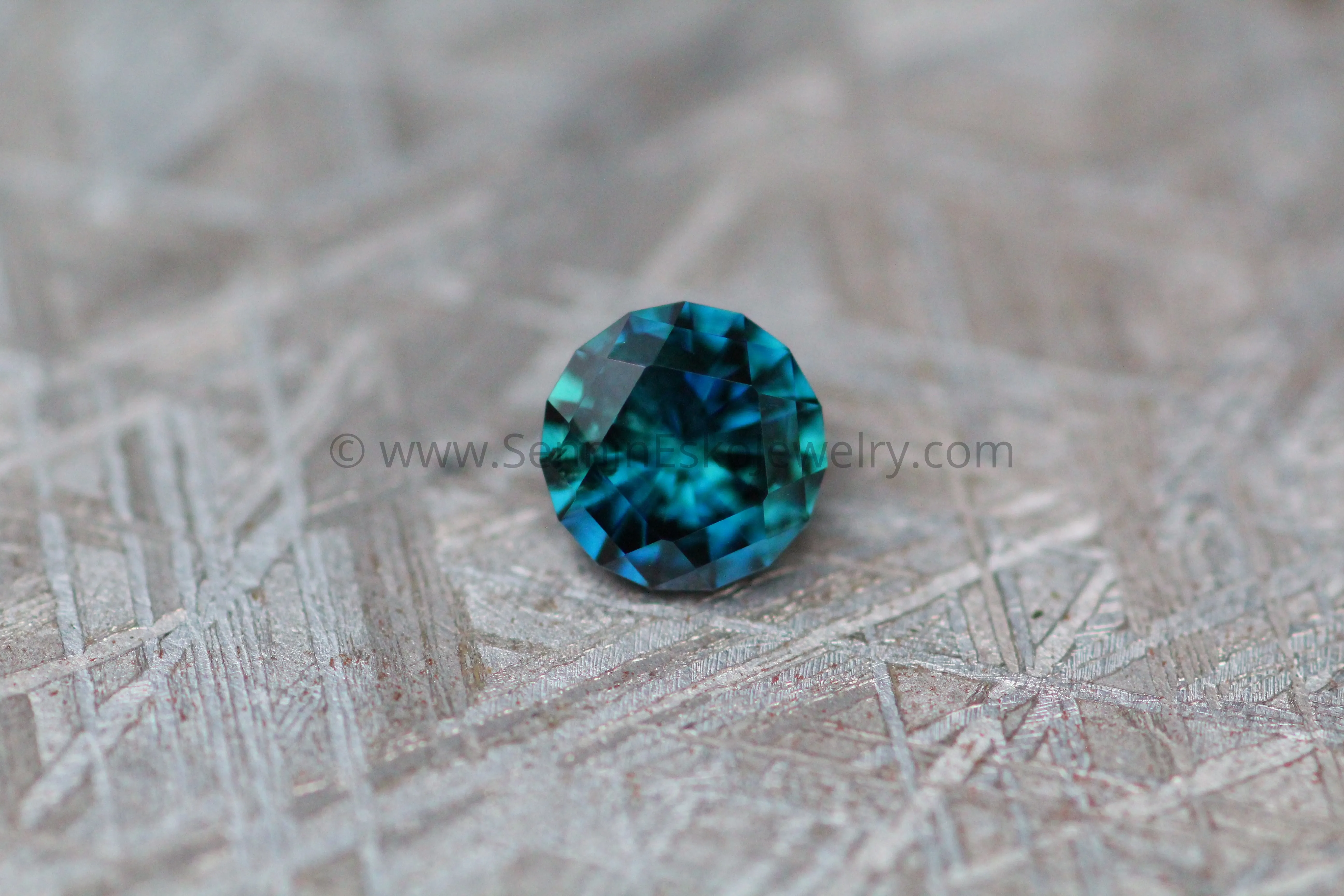 1.1 Carat Inky Deep Blue Green Sapphire Round - 5.8mm - Precision Cut