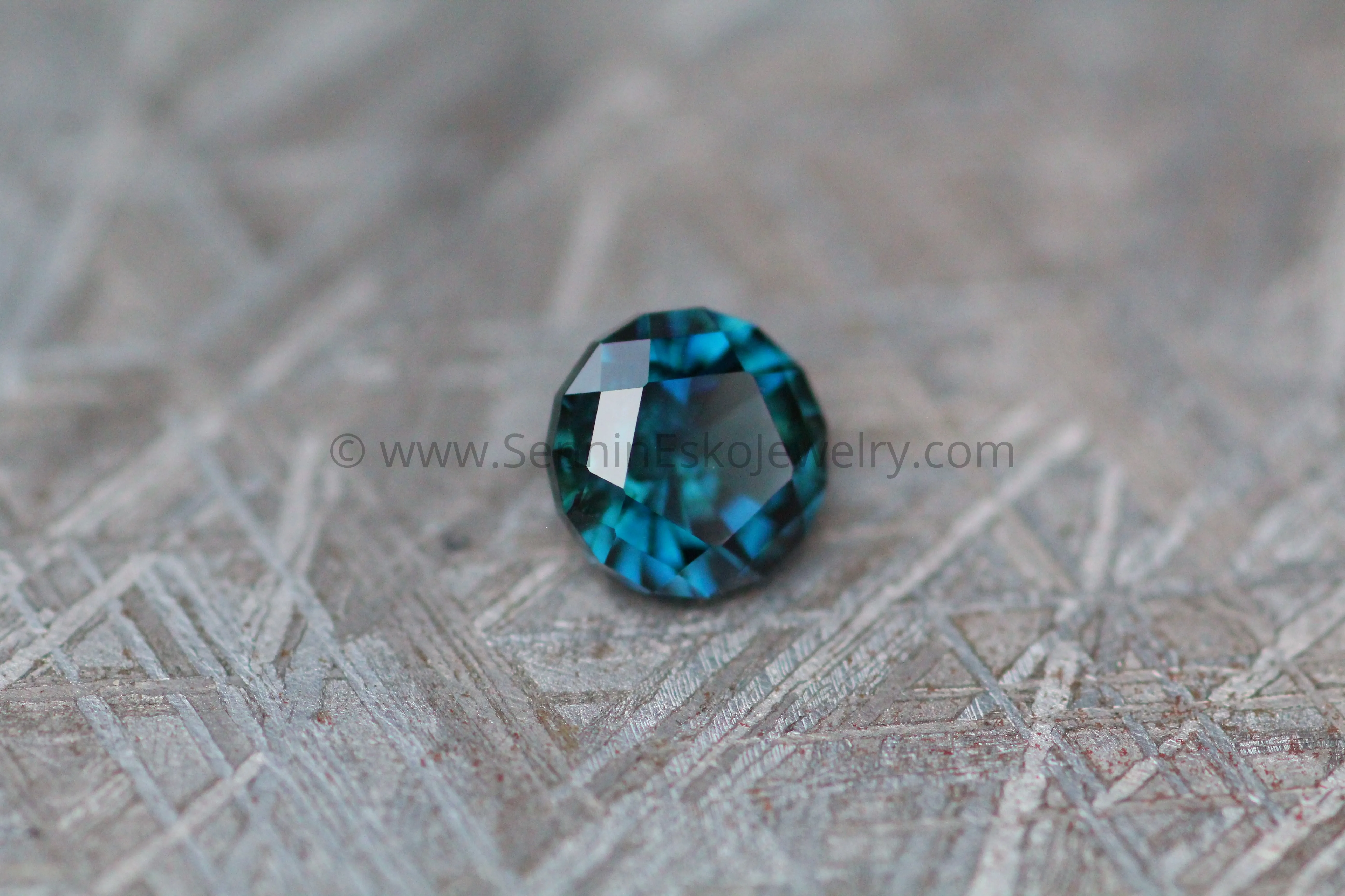 1.1 Carat Inky Deep Blue Green Sapphire Round - 5.8mm - Precision Cut