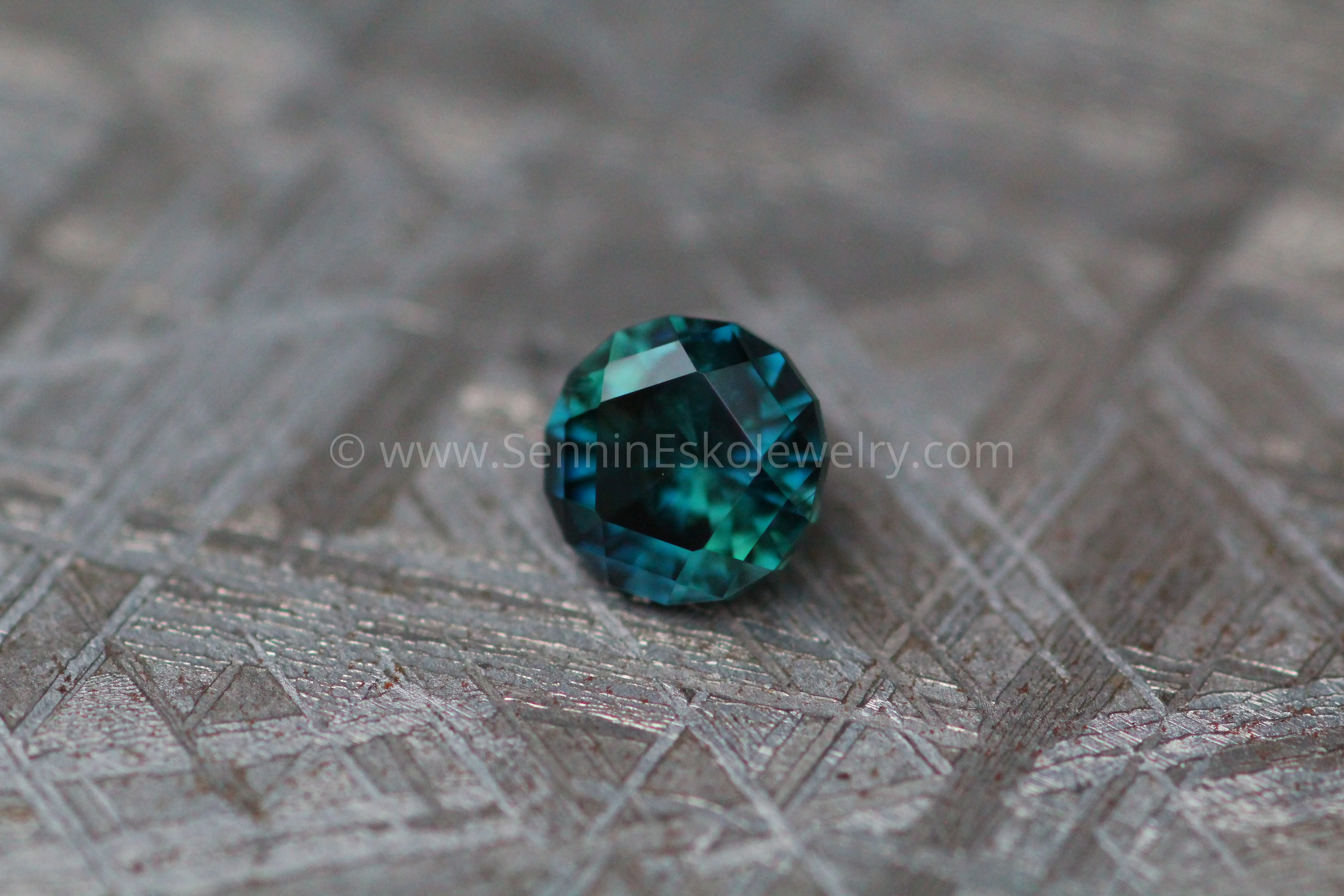 1.1 Carat Inky Deep Blue Green Sapphire Round - 5.8mm - Precision Cut