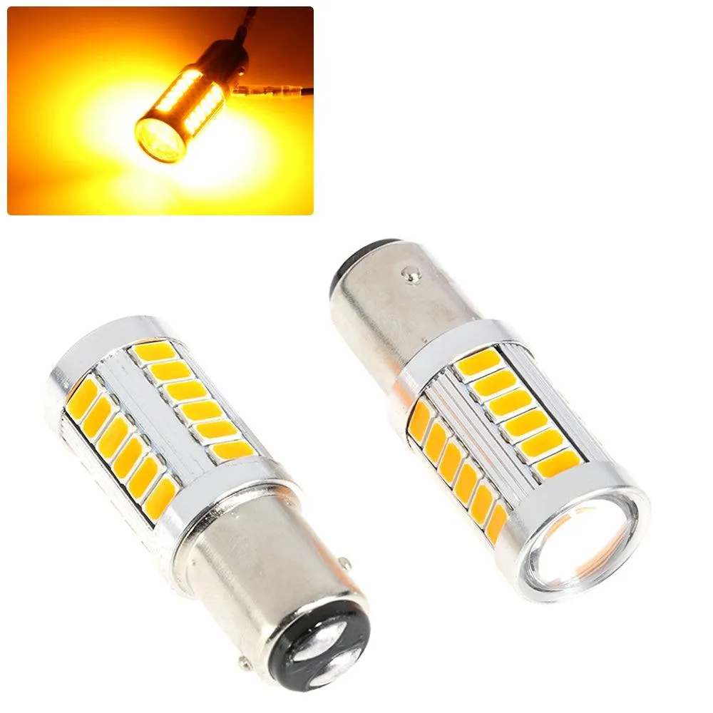 1157 BAY15D LED Side Maker/Turn Signal Rear/Front Light Bulbs 20W 4000LM 3500K Amber 33LED Series | 2 Bulbs