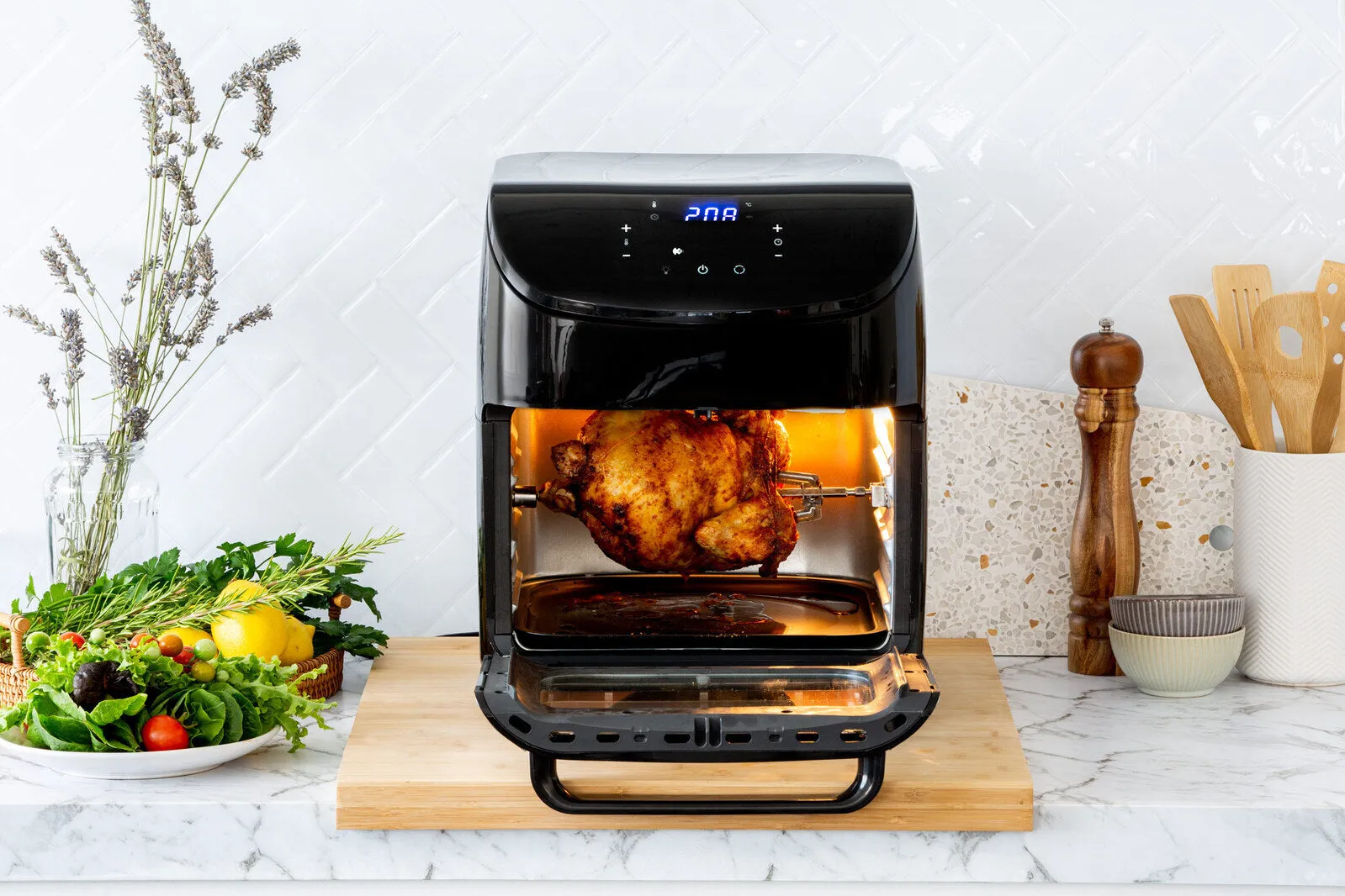 12L Digital Air Fryer with 200C 7 Cooking Settings & Rotisserie Function