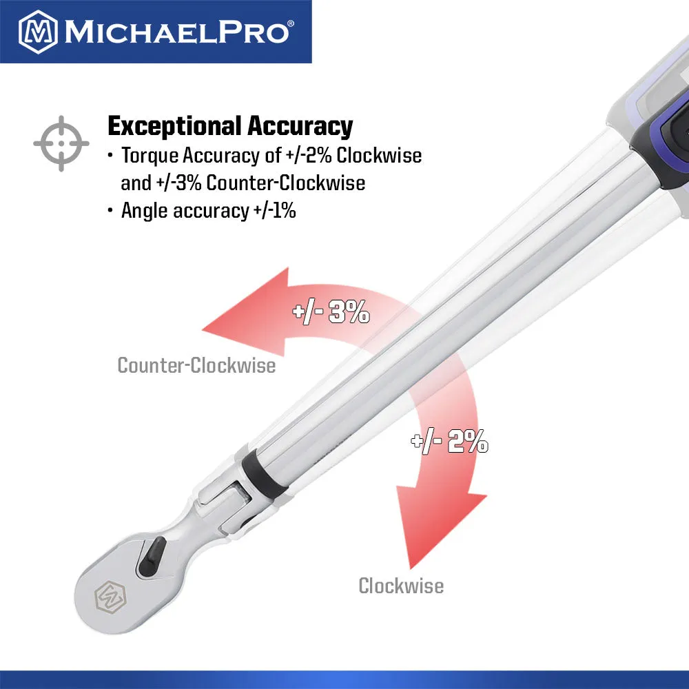 1/2" Drive Flex Head Electronic Torque Wrench With Angle, 25 to 250 ft-lb (MP001227)