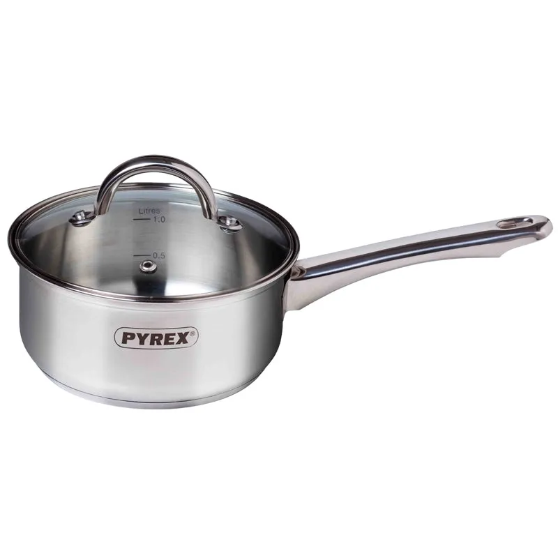 18cm Pyrex Master Stainless Steel Induction Saucepan & Lid