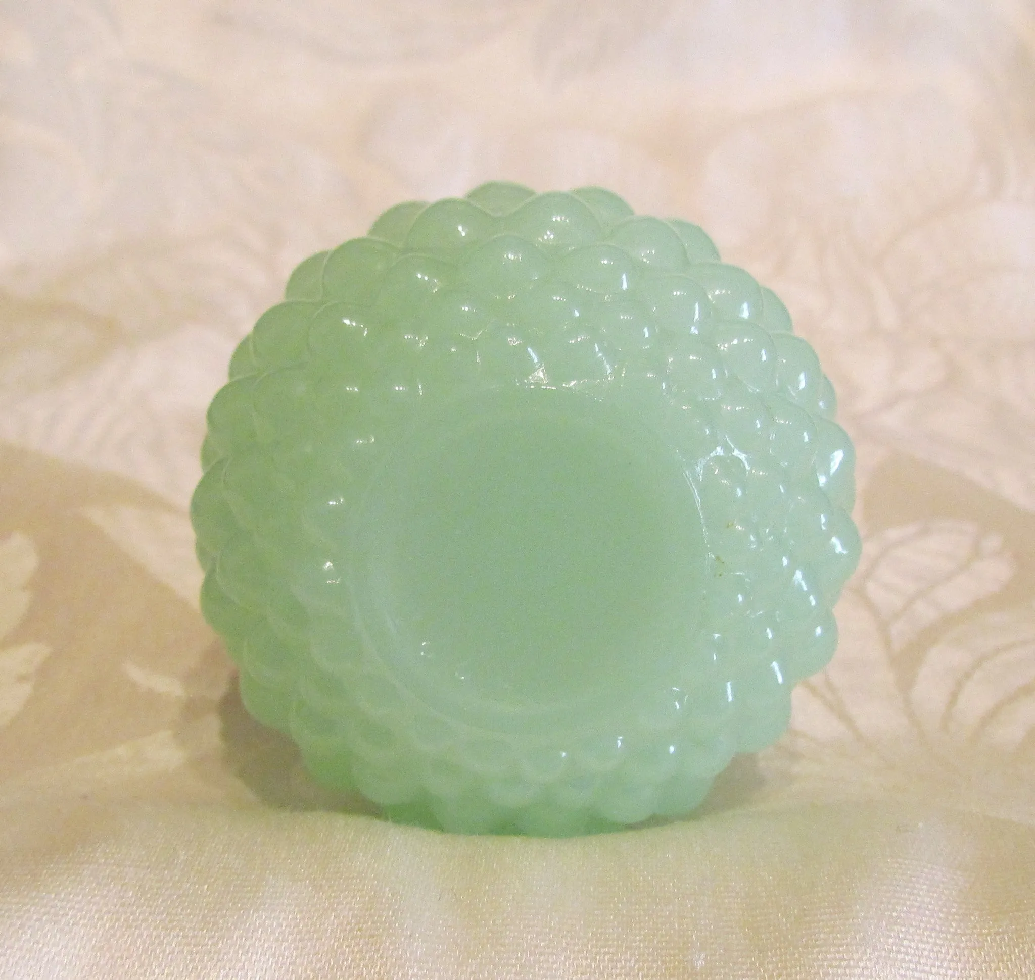 1940s Atomizer Perfume Bottle Green Hobnail Depression Glass Floral Top Excellent Working Condition