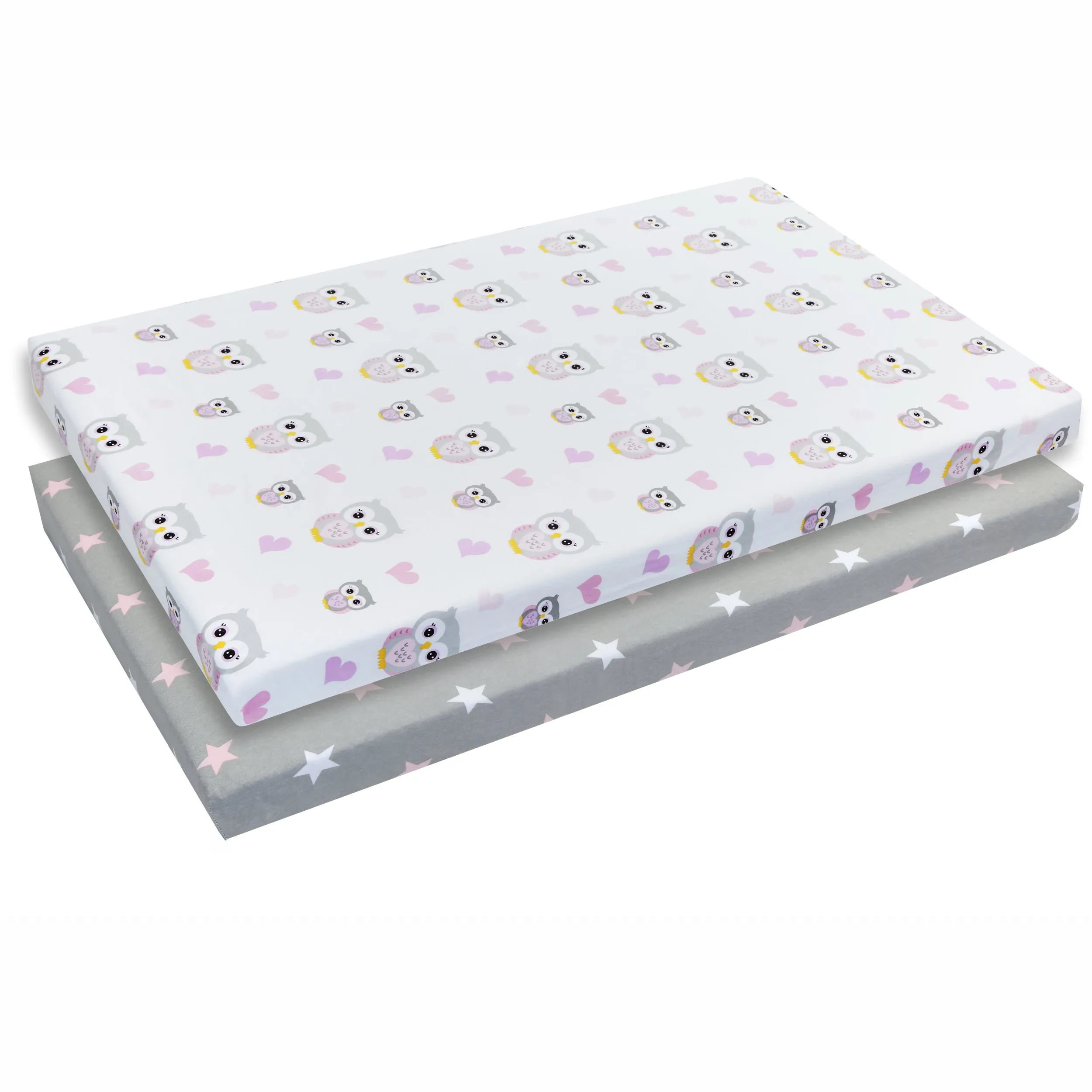 2 Pack n Play and Portable Crib Mattress Sheets - Owls/Stars