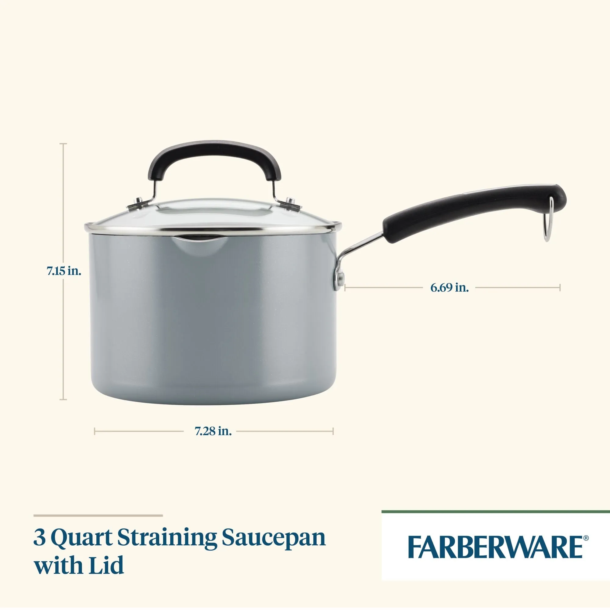 3-Quart Recycled Aluminum Nonstick Straining Saucepan