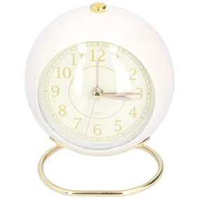 3NH® Desk Clock, Small Clock Silent Non Ticking with Night Light for Bedroom for Home(Beige Gold)