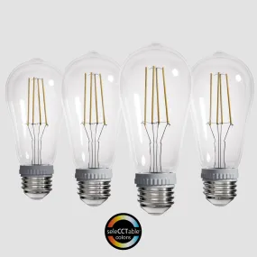 4PACK LED Filament Bulb 5W Equivalent 60W CCT Switch Control Dimmable