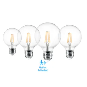 4PACK Motion Sensor LED G95 Filament Bulb 5W Equivalent 60W 2700K Warmwhite No DIM