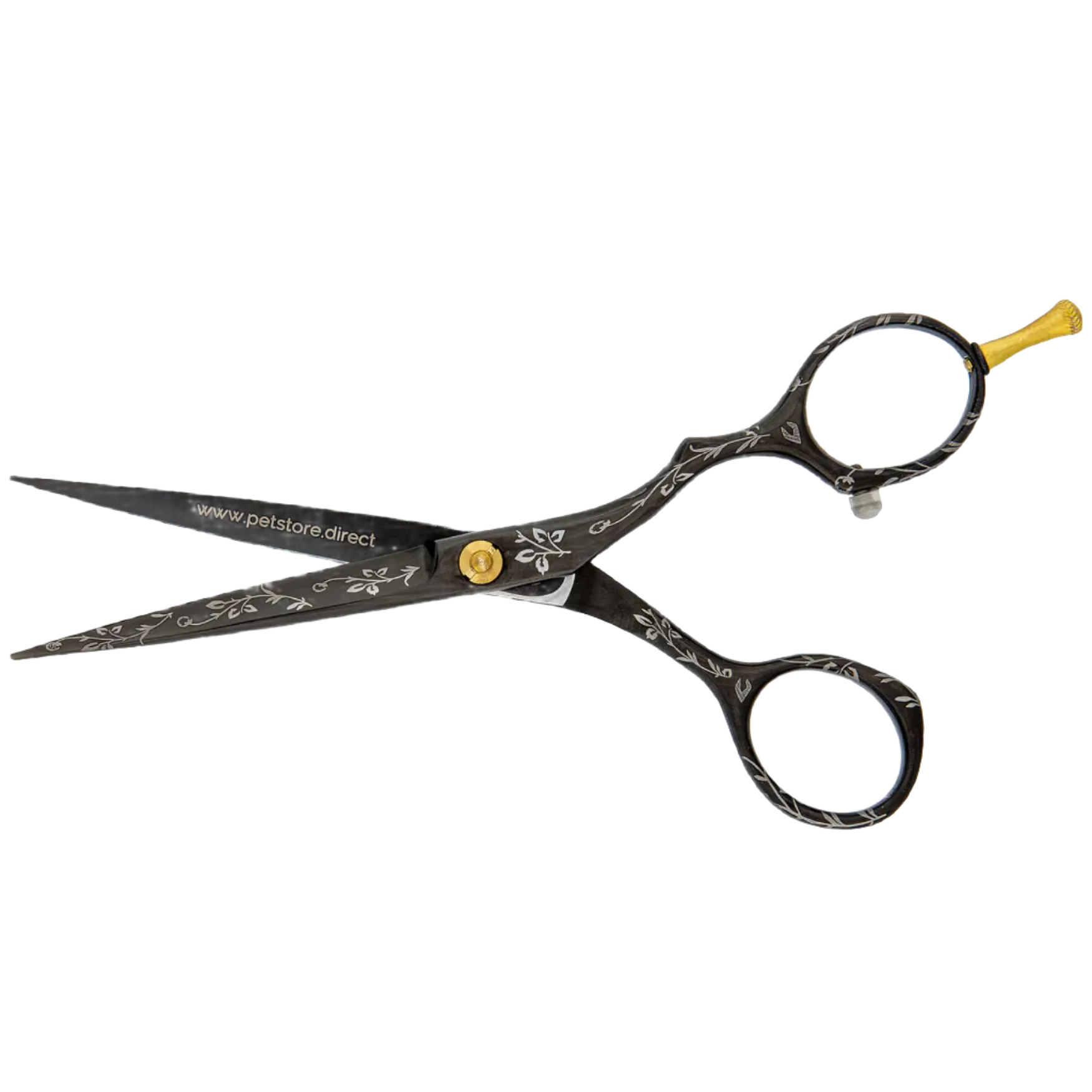 5.5" Black Floral Straight Grooming Shear by PetStore.Direct