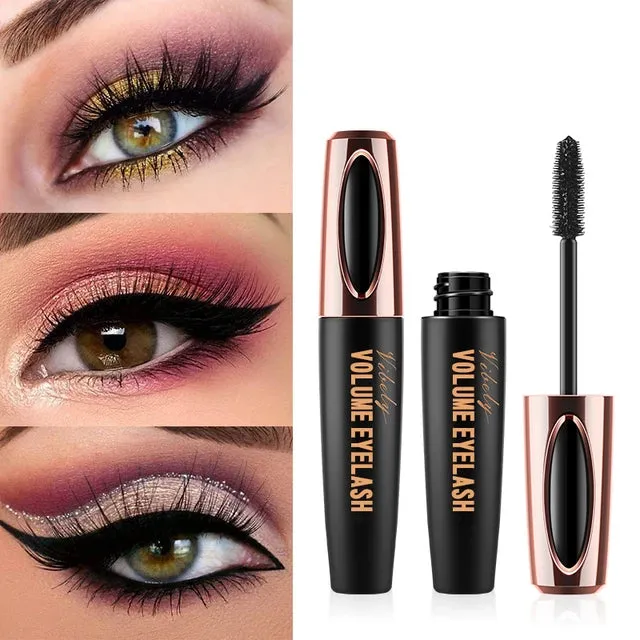 5d Silk Fiber Mascara, Eye Makeup Mask, Waterproof, Long Curled Lashes, Shiny Black