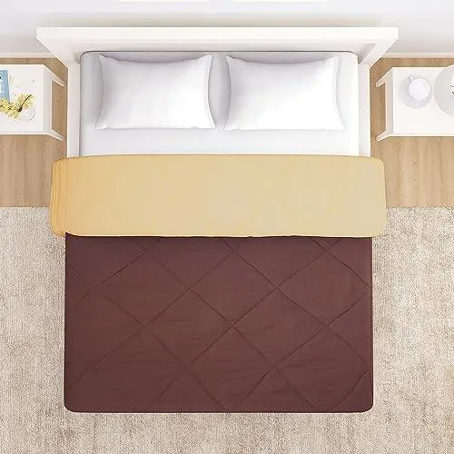 AC Comforter and Bedding Set for Double Bed, Chocolate Brown & Sand Brown