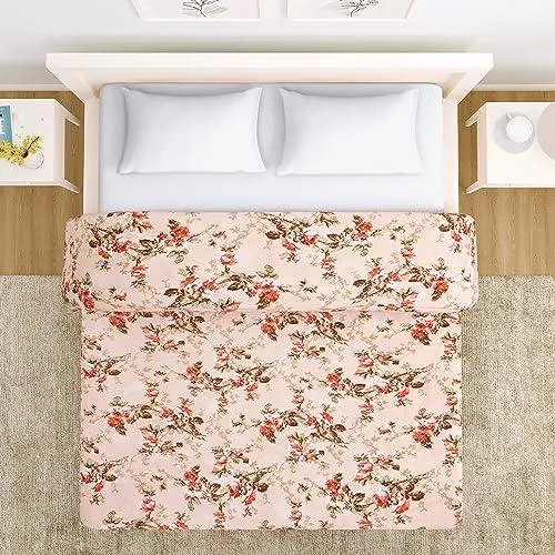 AC Comforter and Bedding Set for Double Bed, Peach Blooming Flower