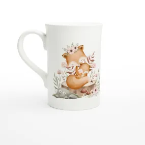 Adorable Baby Fox & Deer Porcelain Mug - Heartwarming Nature Design