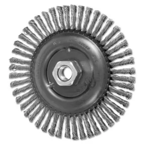 Advance Brush Stringer Bead Twist Knot Wheel, 6 D x 3/16 W, .02 Stainless Steel, 48 Knots, 82612