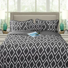 Alena Charcoal 4 Pcs Ultrasonic Comforter Set Queen