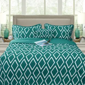 Alena Teal 4 Pcs Ultrasonic Comforter Set Queen