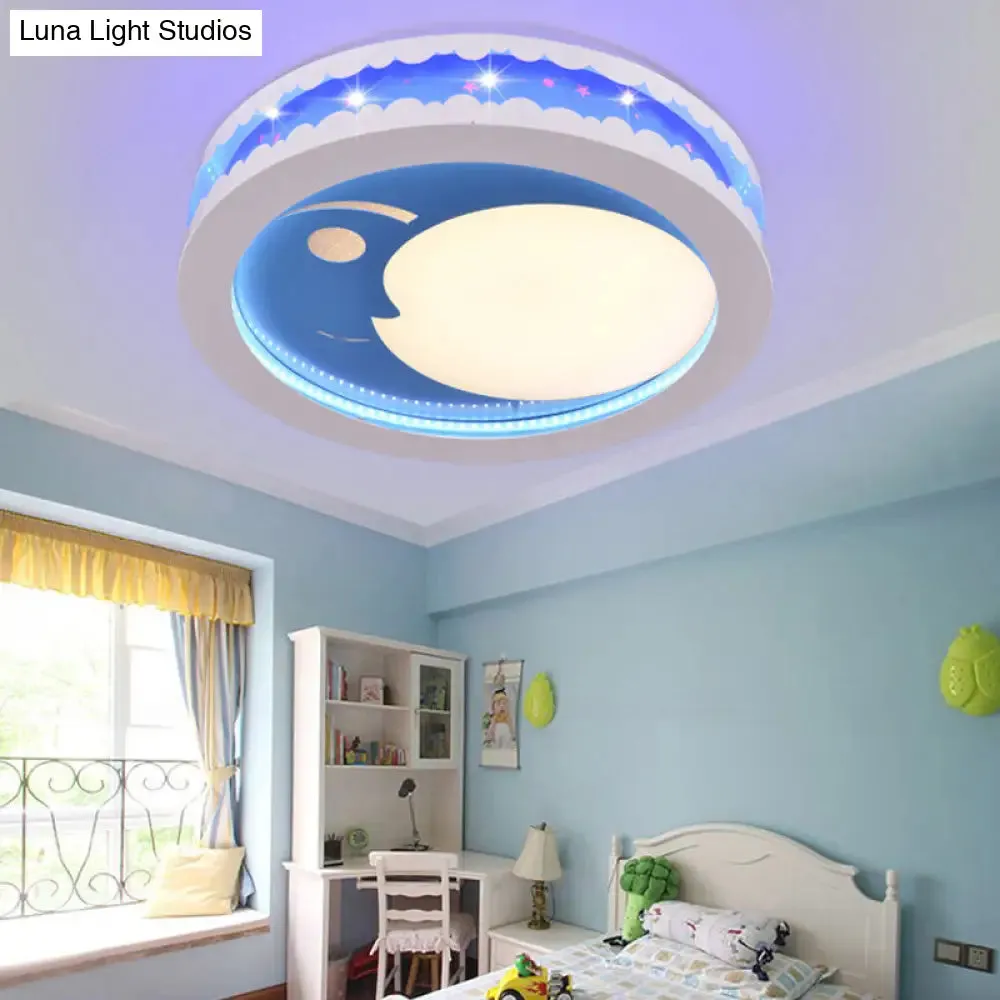 Art Deco LED Flush Ceiling Light for Kids' Bedrooms - Acrylic Circle Design