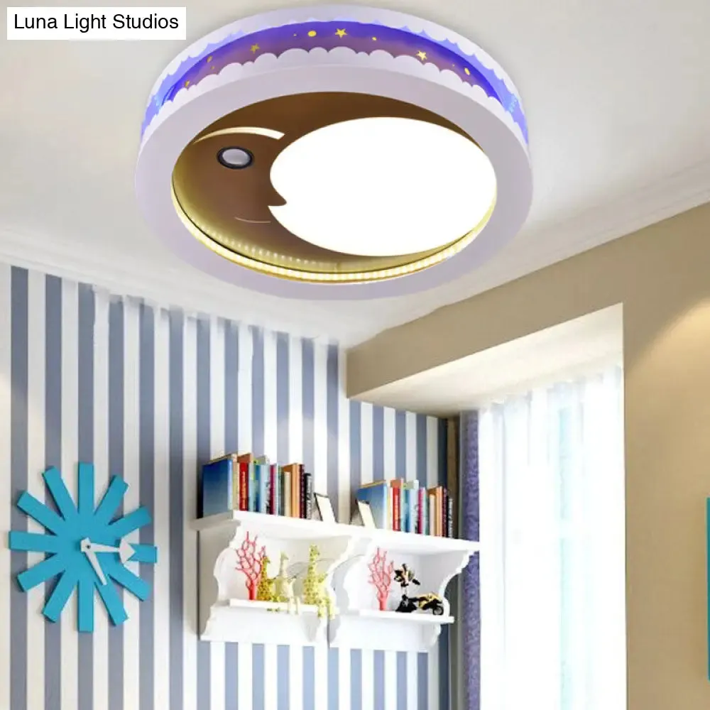 Art Deco LED Flush Ceiling Light for Kids' Bedrooms - Acrylic Circle Design