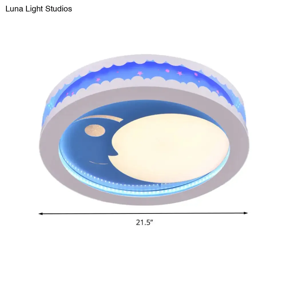 Art Deco LED Flush Ceiling Light for Kids' Bedrooms - Acrylic Circle Design