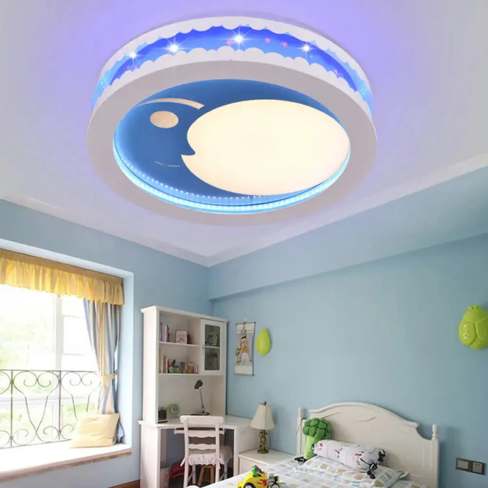 Art Deco LED Flush Ceiling Light for Kids' Bedrooms - Acrylic Circle Design