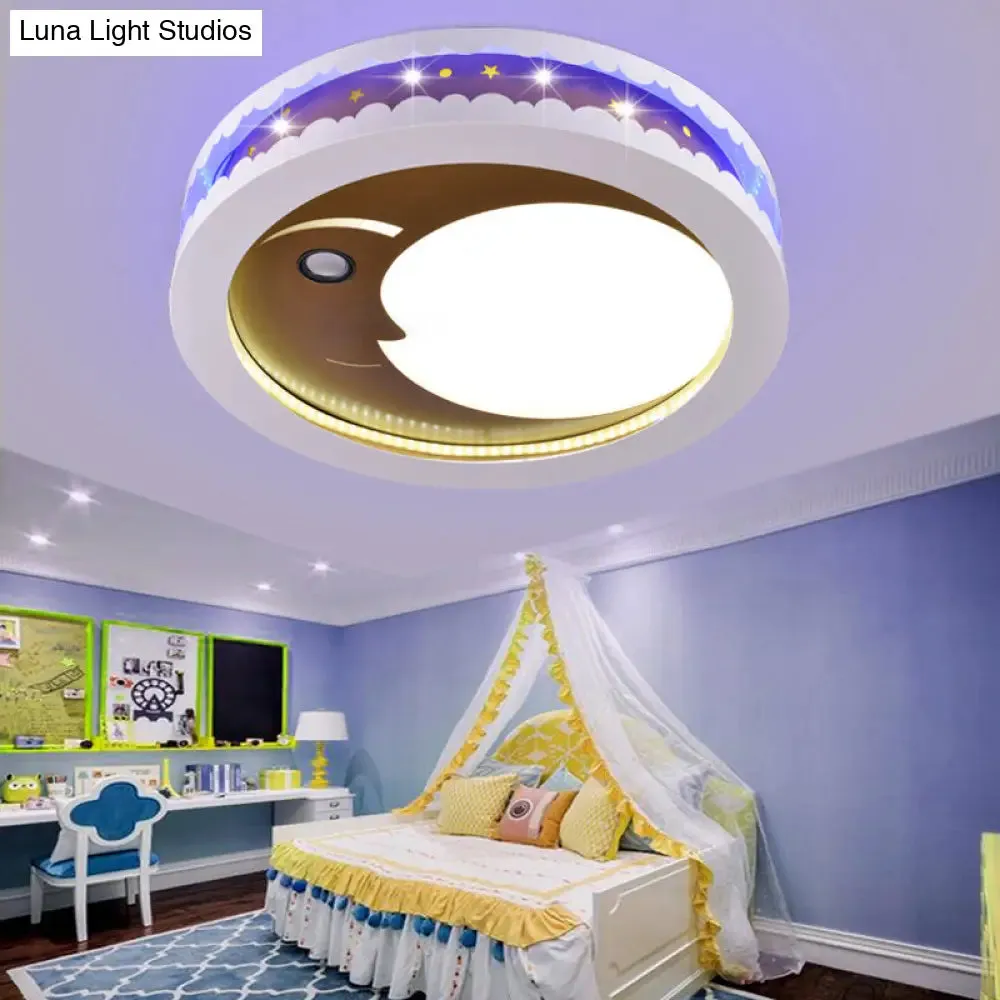 Art Deco LED Flush Ceiling Light for Kids' Bedrooms - Acrylic Circle Design