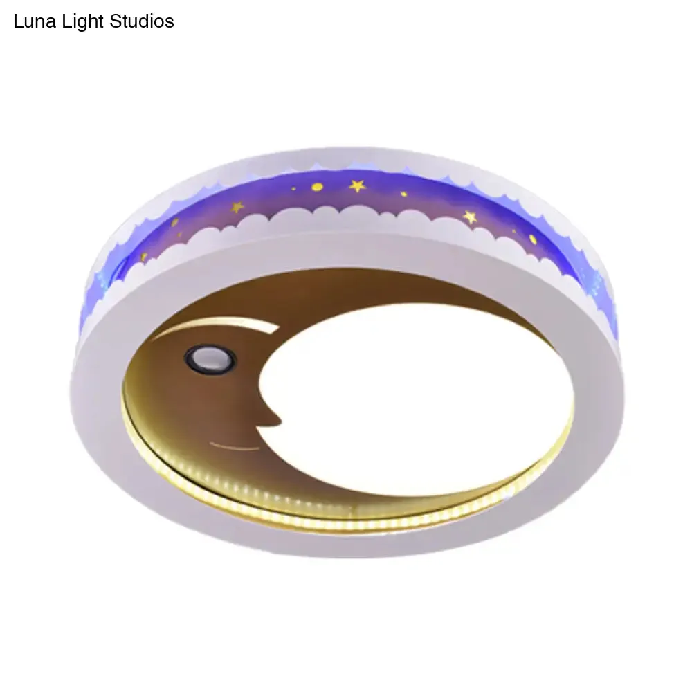 Art Deco LED Flush Ceiling Light for Kids' Bedrooms - Acrylic Circle Design