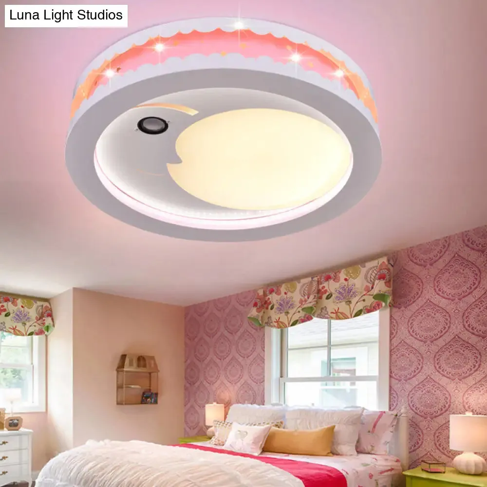 Art Deco LED Flush Ceiling Light for Kids' Bedrooms - Acrylic Circle Design