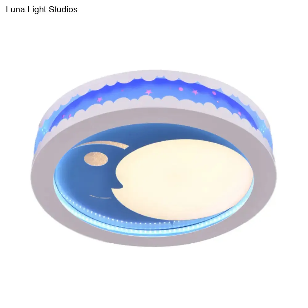 Art Deco LED Flush Ceiling Light for Kids' Bedrooms - Acrylic Circle Design