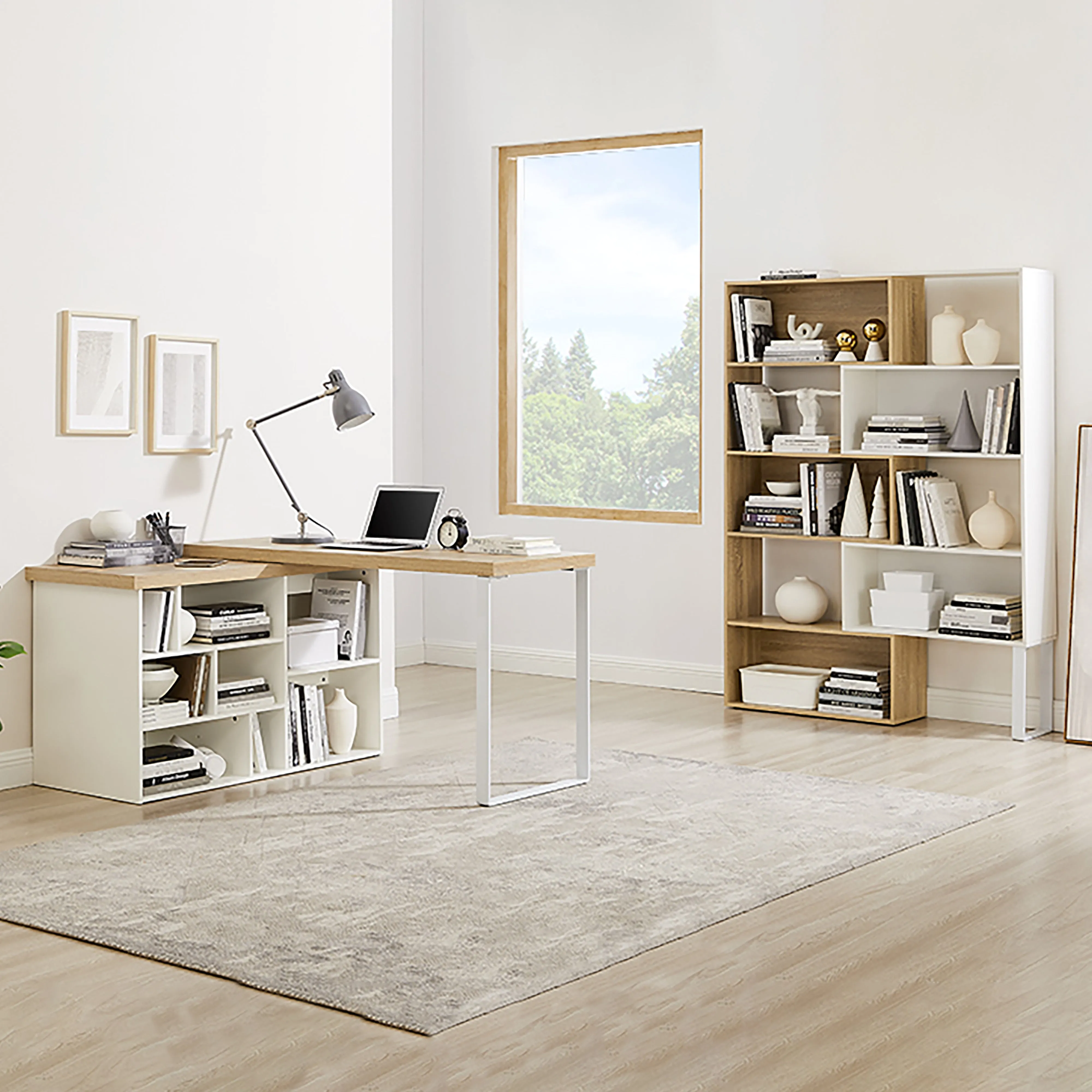 Aspire Desk Adjustable Return 150cm Light Oak White by Criterion