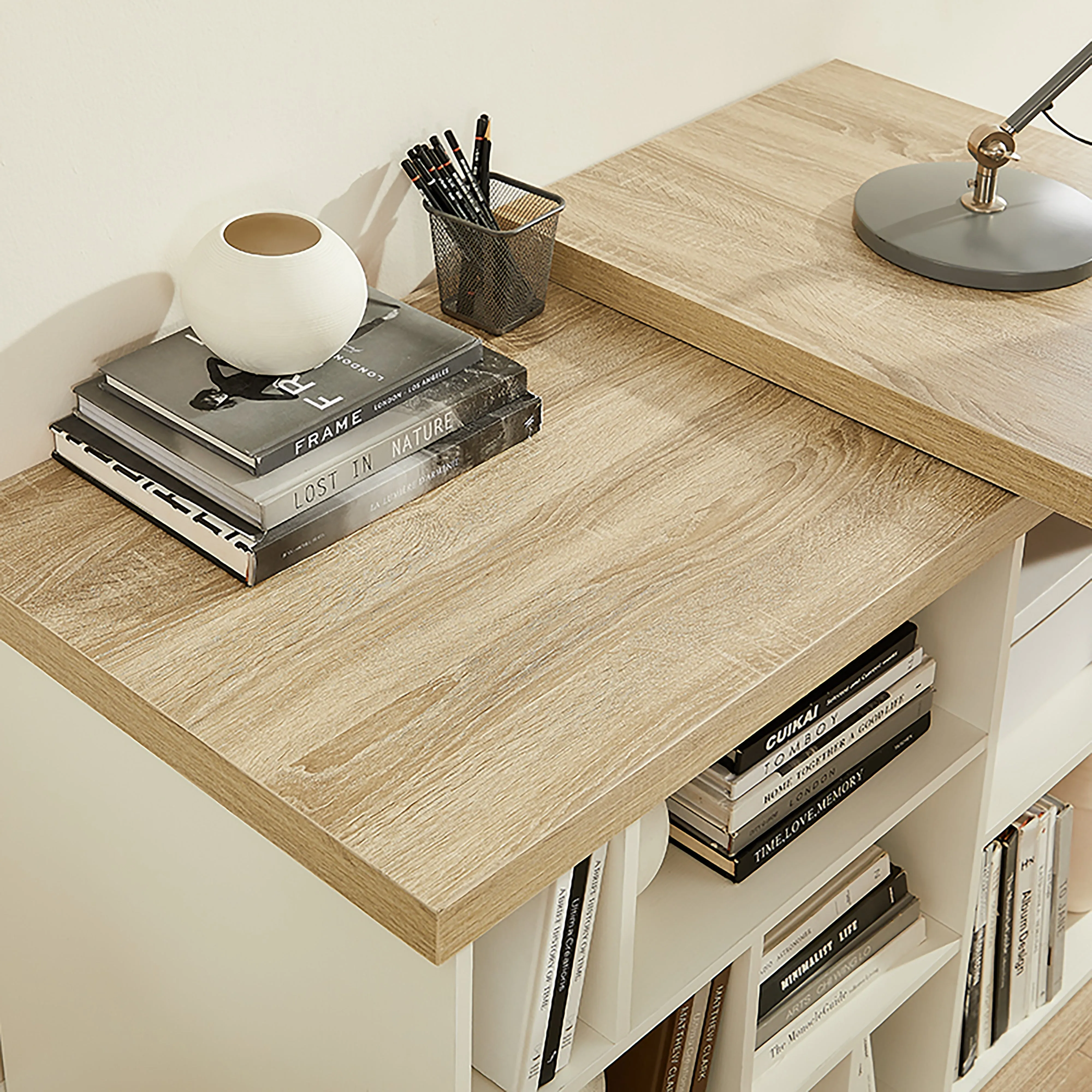 Aspire Desk Adjustable Return 150cm Light Oak White by Criterion