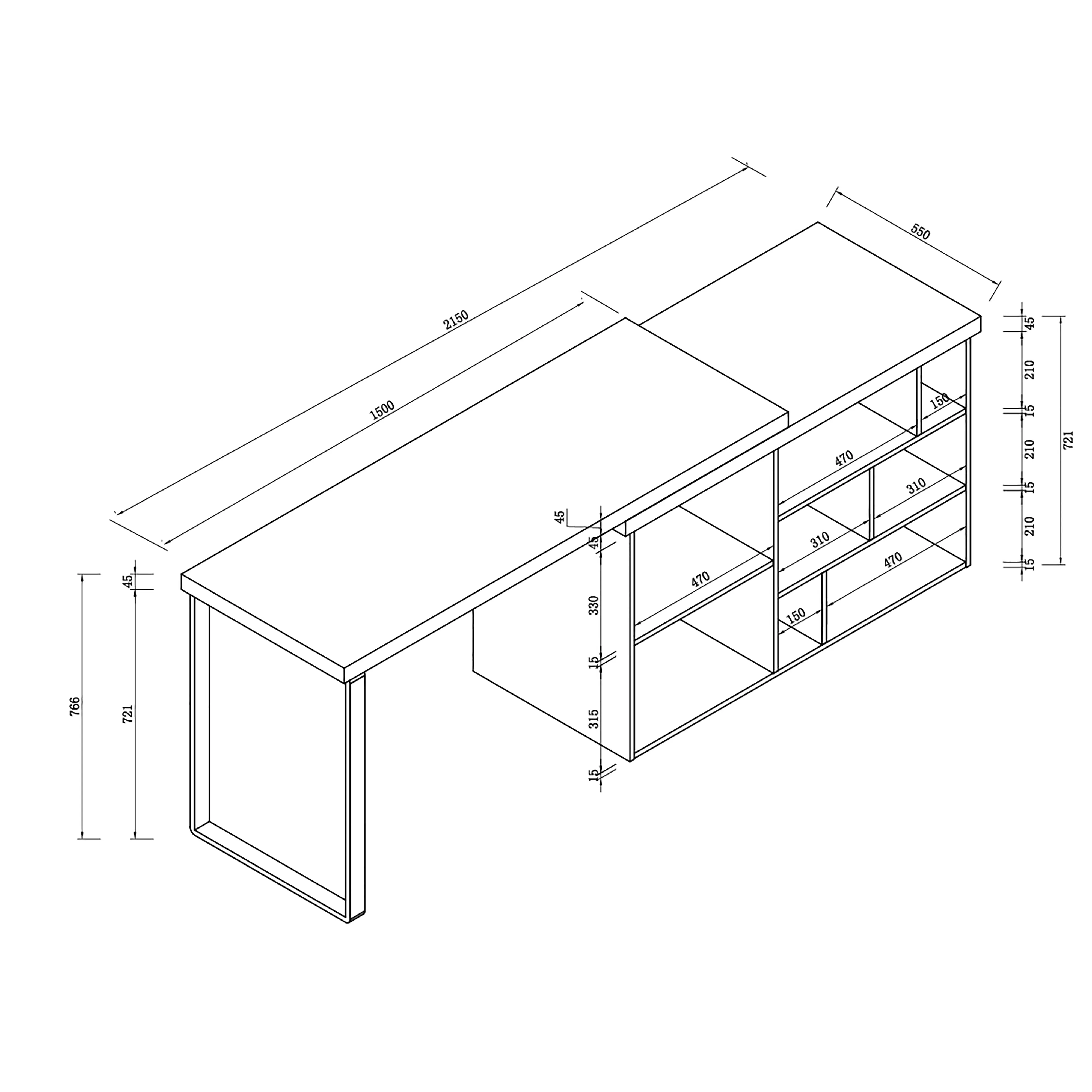 Aspire Desk Adjustable Return 150cm Light Oak White by Criterion