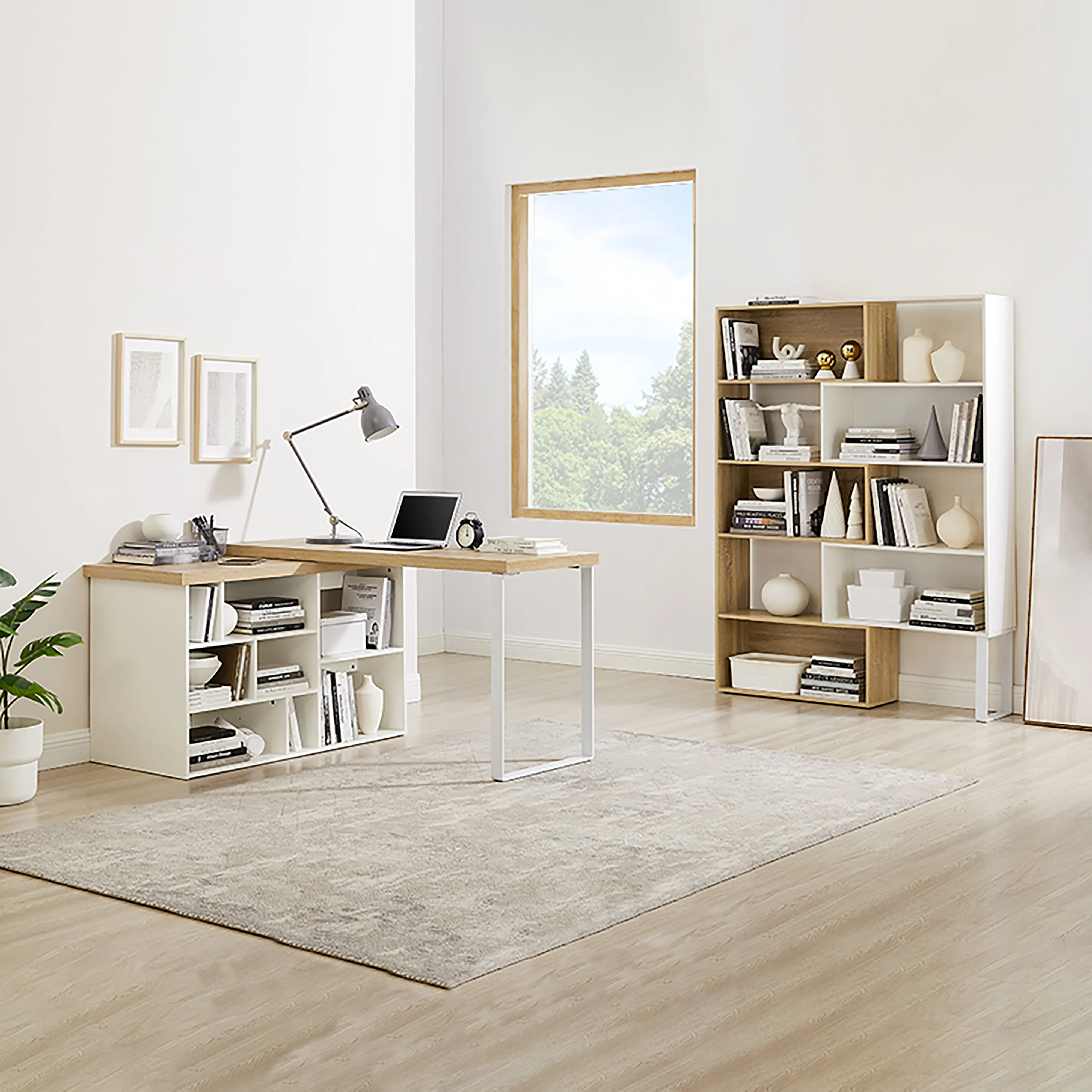 Aspire Desk Adjustable Return 150cm Light Oak White by Criterion