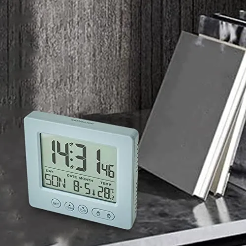 ATORSE® Digital Clock LCD Time Week Date Temperature Display for Living Room Home Gray