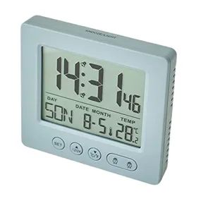 ATORSE® Digital Clock LCD Time Week Date Temperature Display for Living Room Home Gray