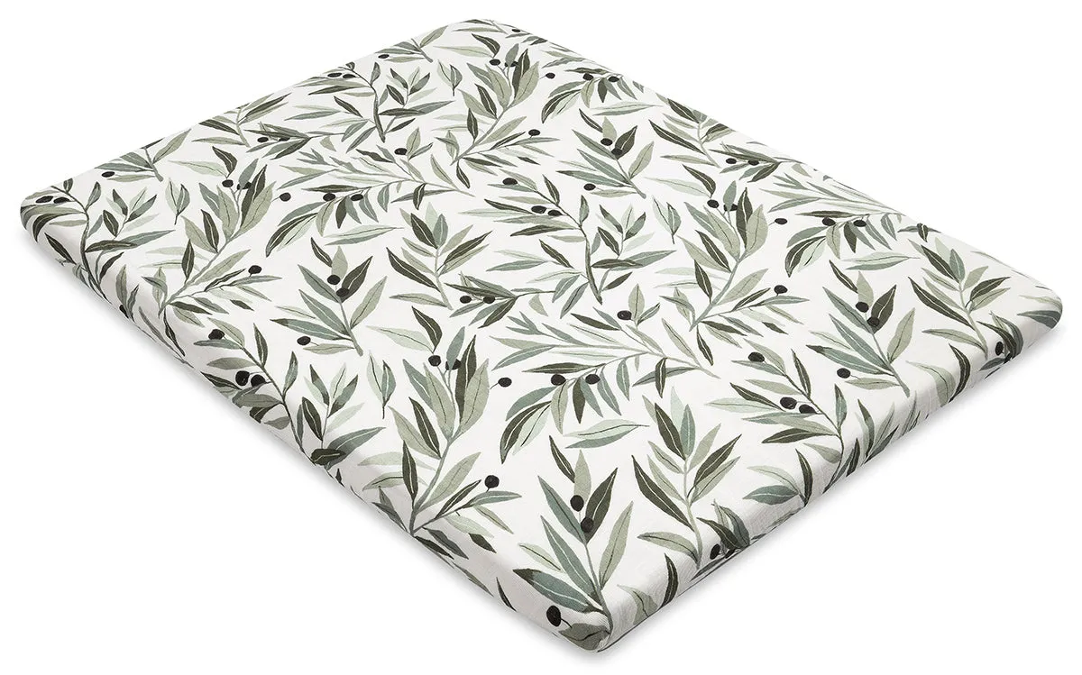 Babyletto All-Stages Organic Muslin Cotton Midi Crib Sheet - Olive Branches