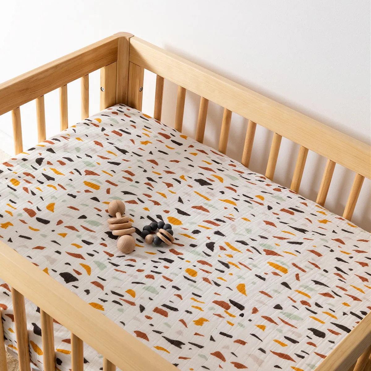 Babyletto All-Stages Organic Muslin Cotton Midi Crib Sheet - Terrazzo