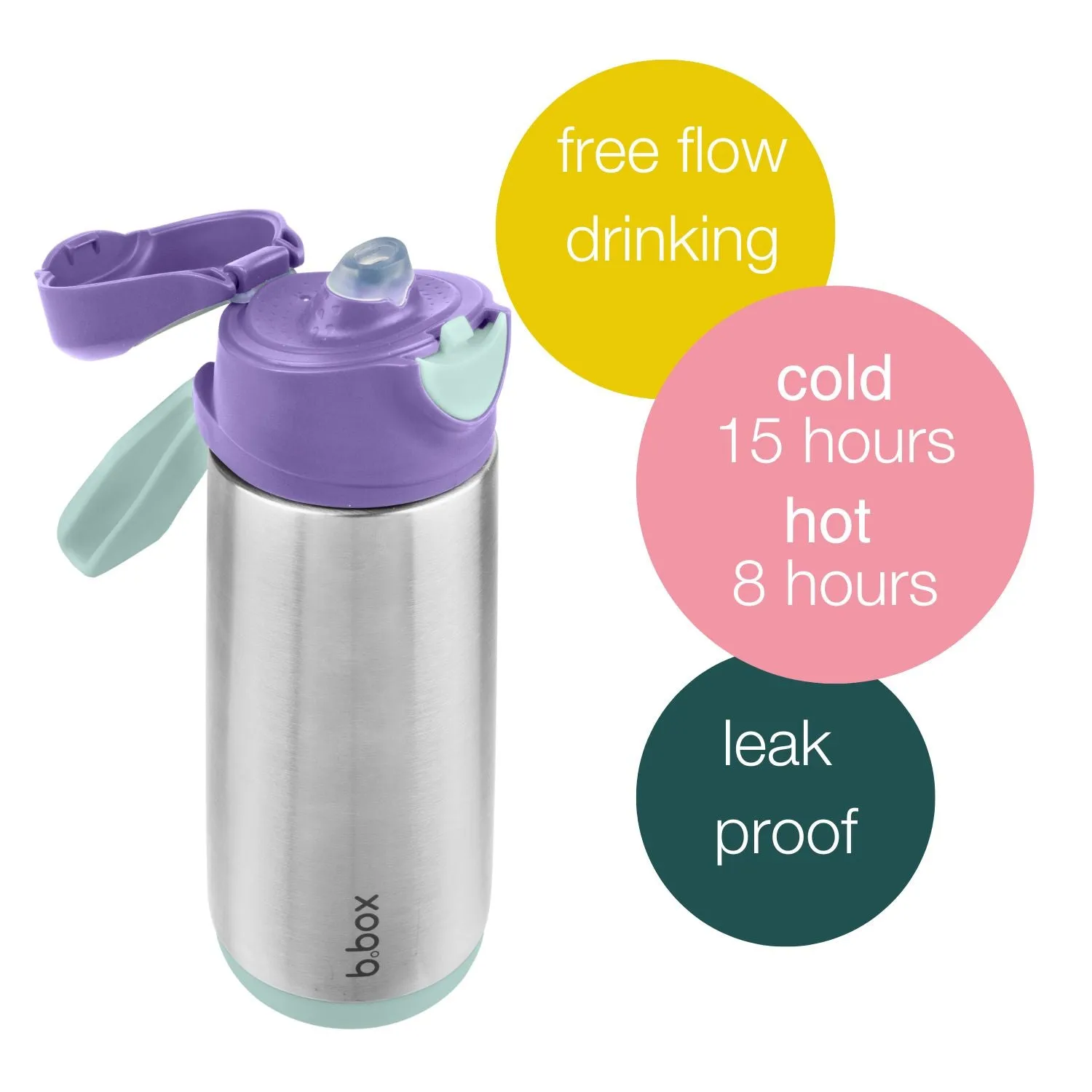 B.Box Insulated Sport Spout Drink Water Bottle Lilac Pop Purple- 500ml