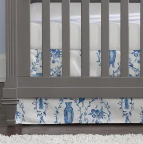 Blue-Beary Toile Crib Skirt 17" Drop