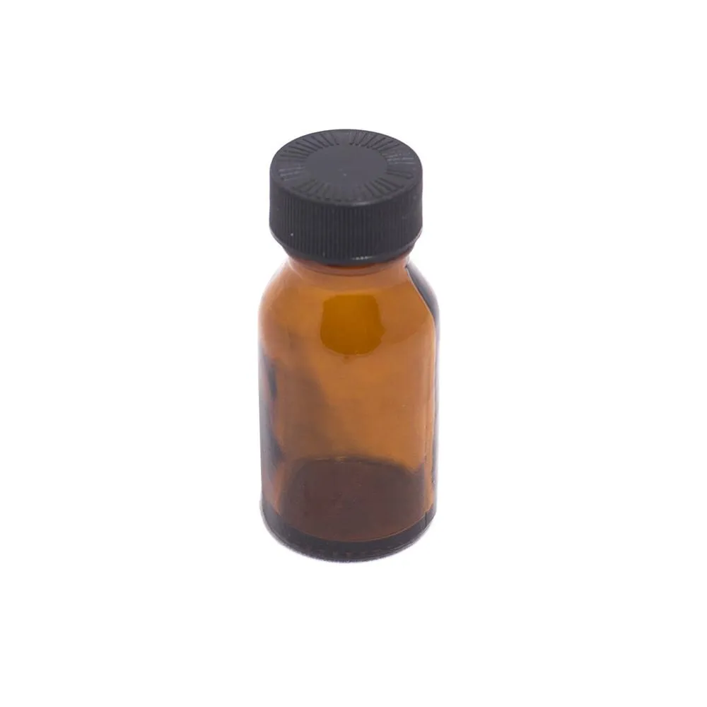 BOTTLE - SMALL BROWN GLASS WITH LID