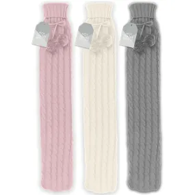 Cable Knitted Long Hot Water Bottle 2L (Colour Options)