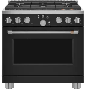 Café Matte Black 36" Commercial-Style 6-Burner Dual-Fuel Smart Range (5.75 Cu.Ft) - C2Y366P3TD1