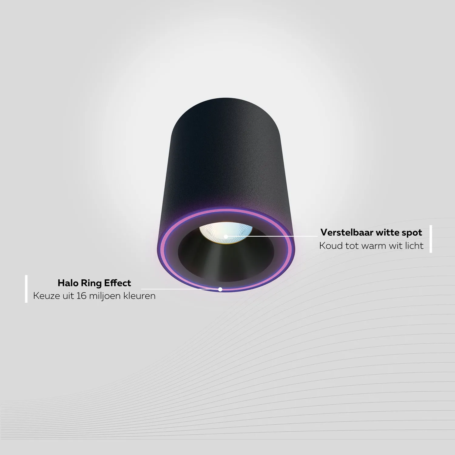 Calex Smart Halo LED Surface Spotlight - Black - RGB and Warm White