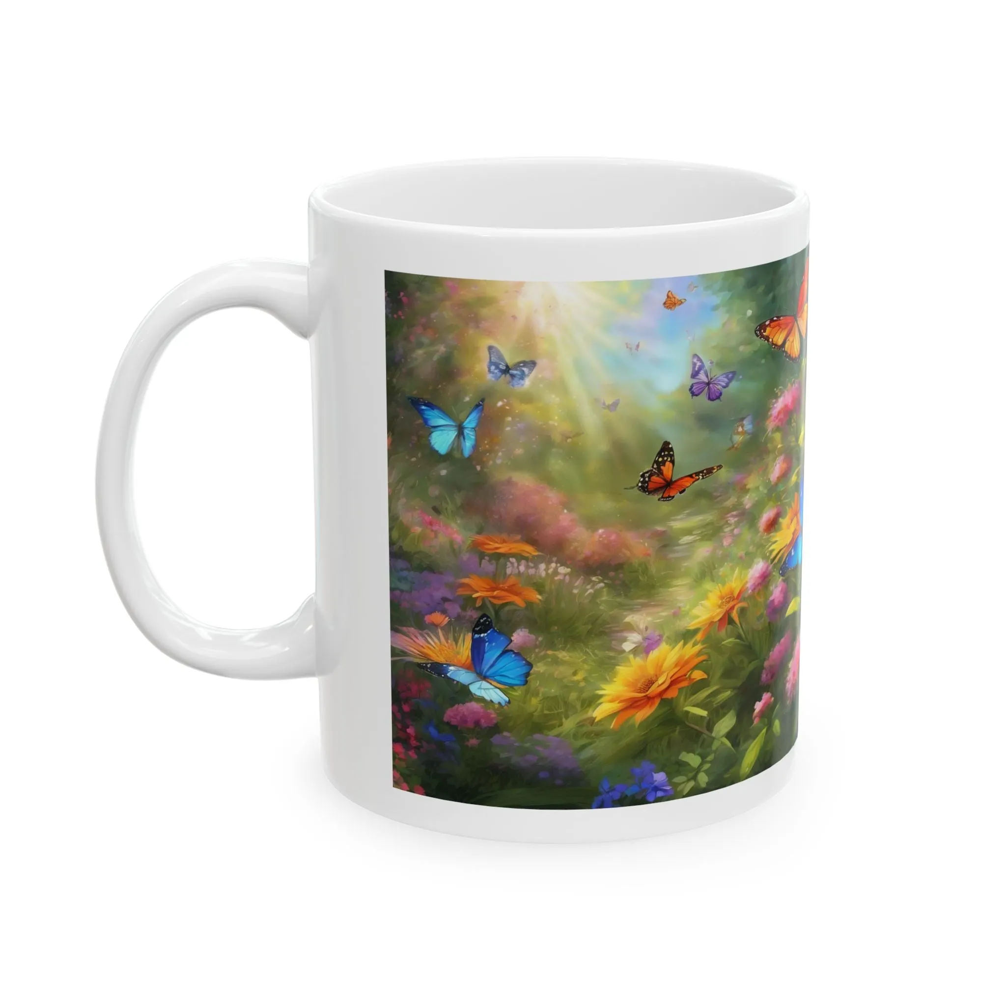 Ceramic Mug, (11oz, 15oz) Butterflies Mug Side