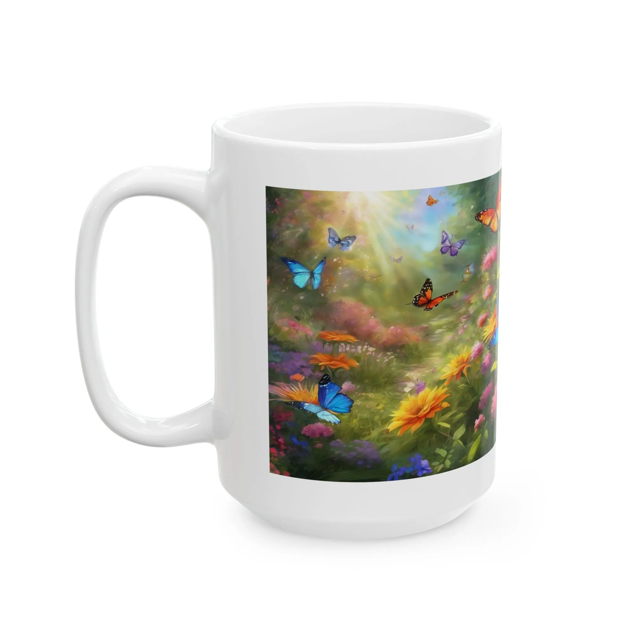 Ceramic Mug, (11oz, 15oz) Butterflies Mug Side